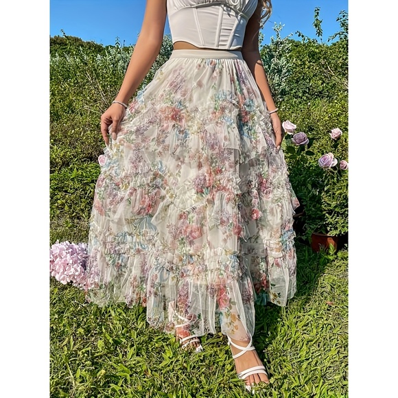Women's French Palace Multi-Layered Tulle A-Line Floor-Length Hem Floor-Length E - Picture 1 of 9